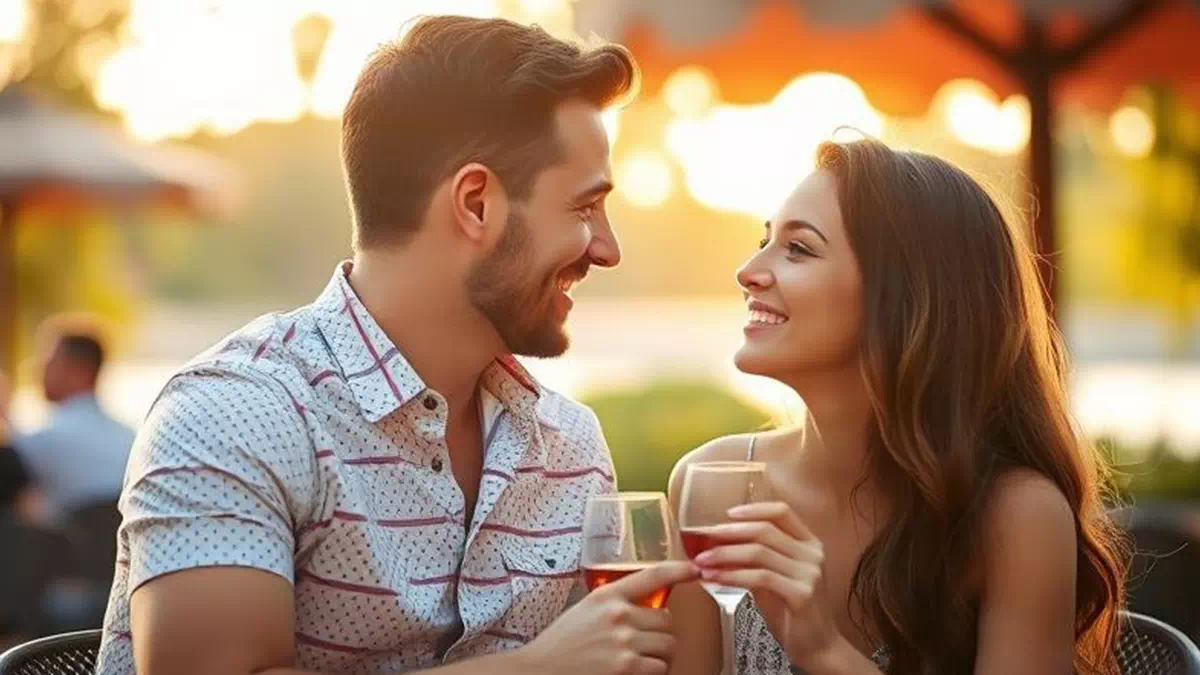 Man and Woman Talking on a First Date