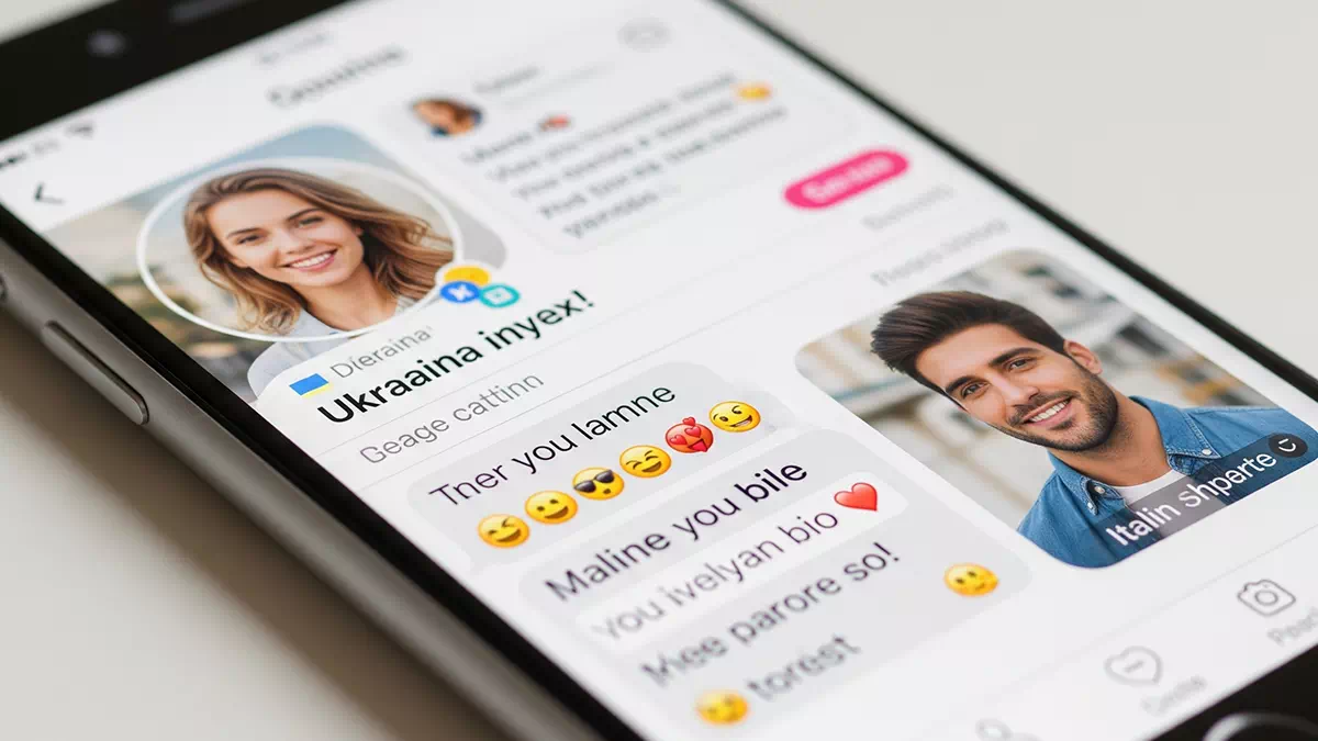 Close-up of a Smartphone displaying a Dating Chat between a Man and a Woman