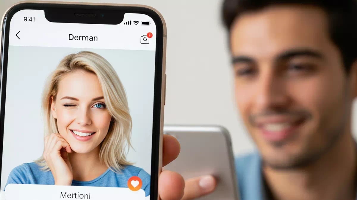 Man checking out Dating Profile of a Blonde Woman