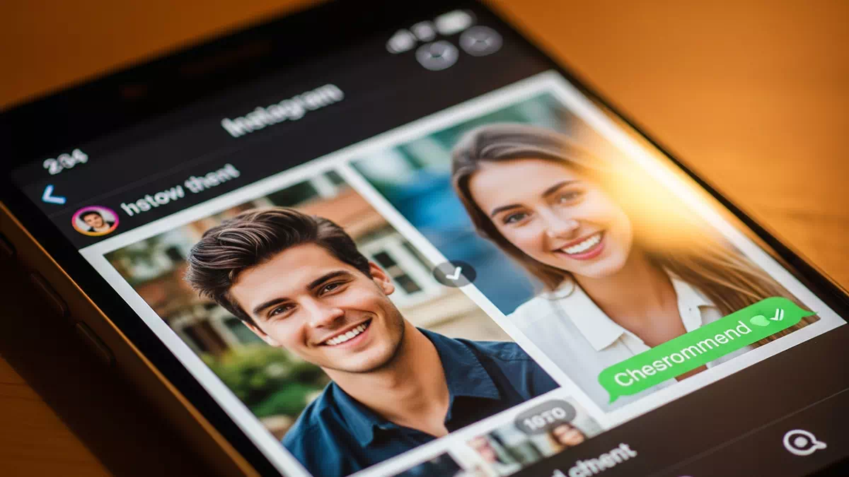 Close up of a Smart Phone Chat on Instagram