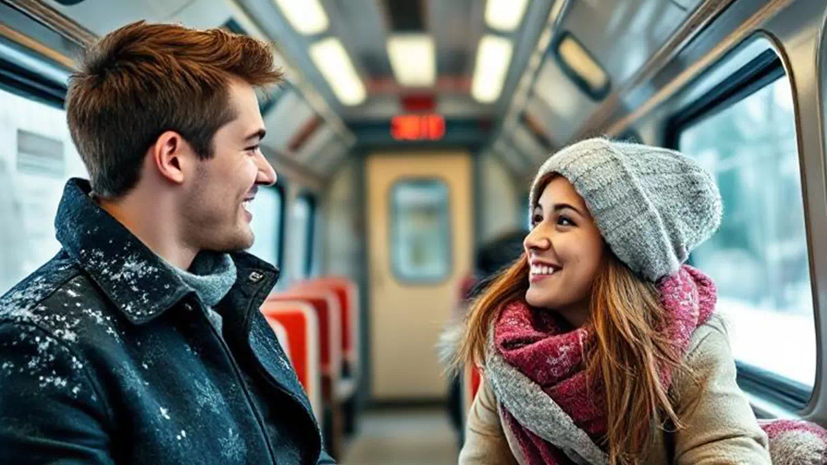 Riding the Train trough Snow and Talking