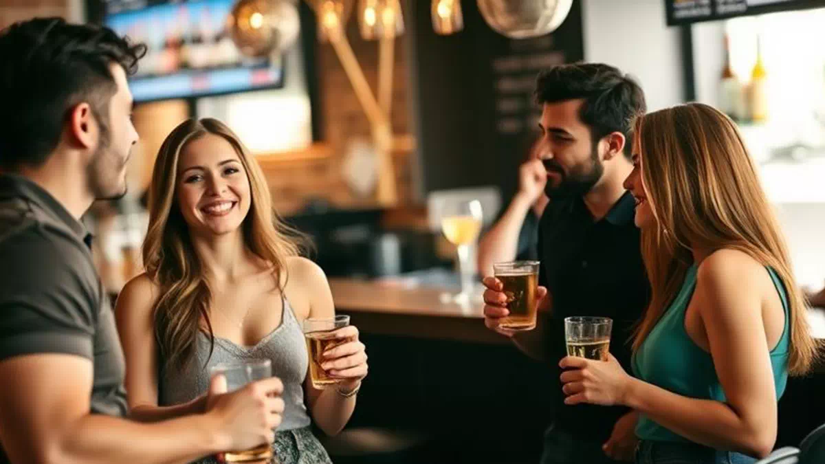 Group of People Chatting at a Bar