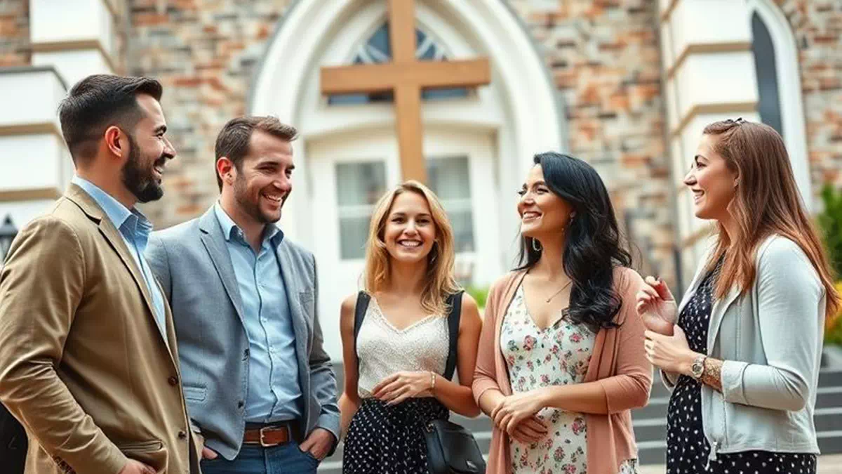 Families Hanging out after Church Service