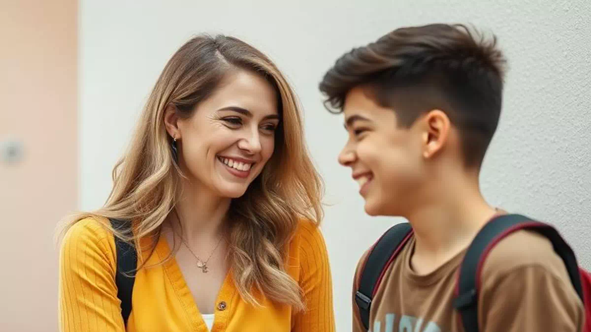 Woman talking to her teen