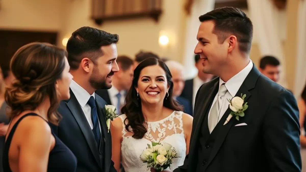 People Connecting after Wedding Ceremony