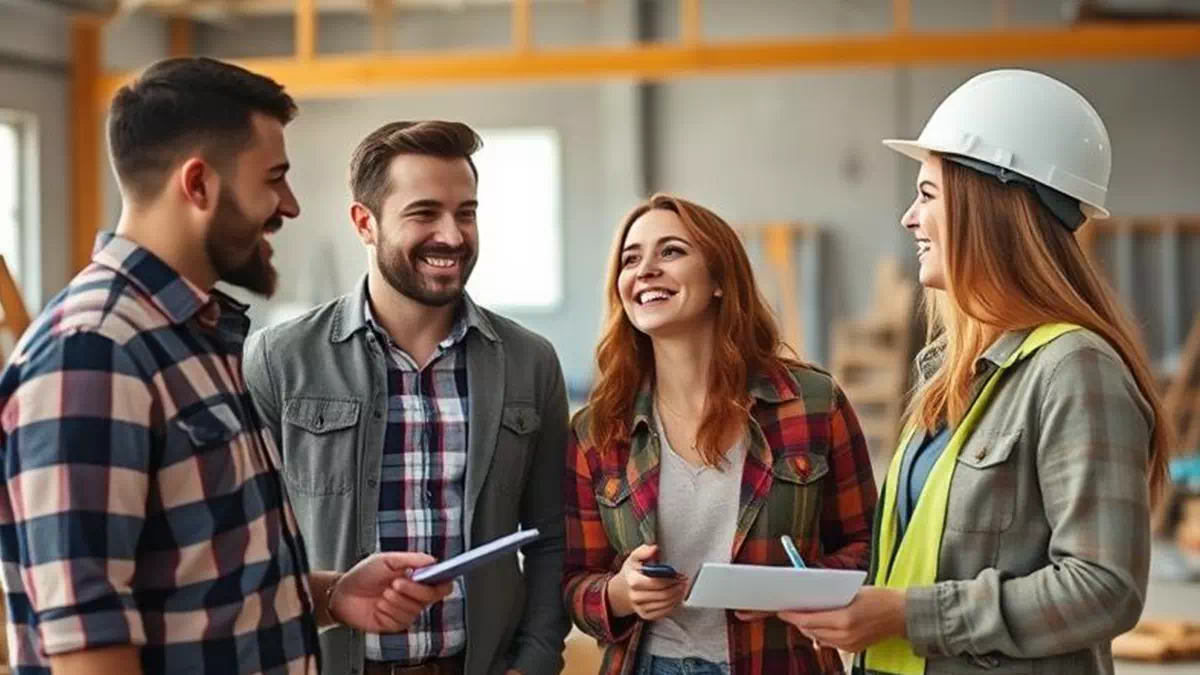 Builders socializing at Work Site