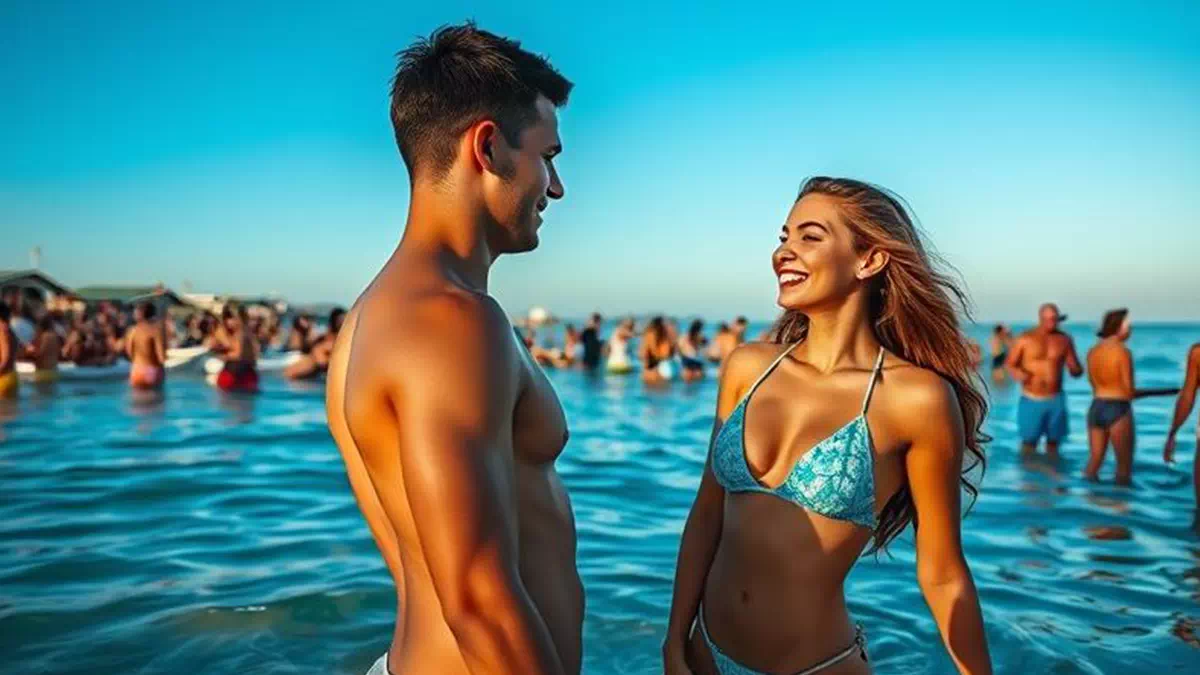 Flirting on the Beach at Sunset