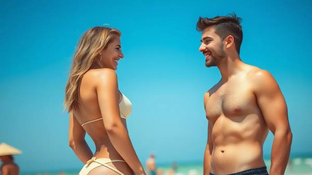 Pleasant Chat at in the Sea at the Beach