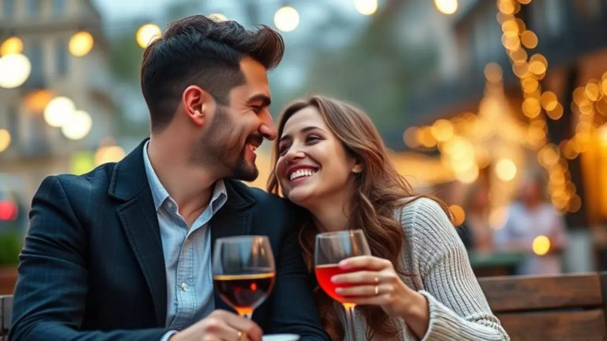 Man and Woman Joking around Having Fun on their Date