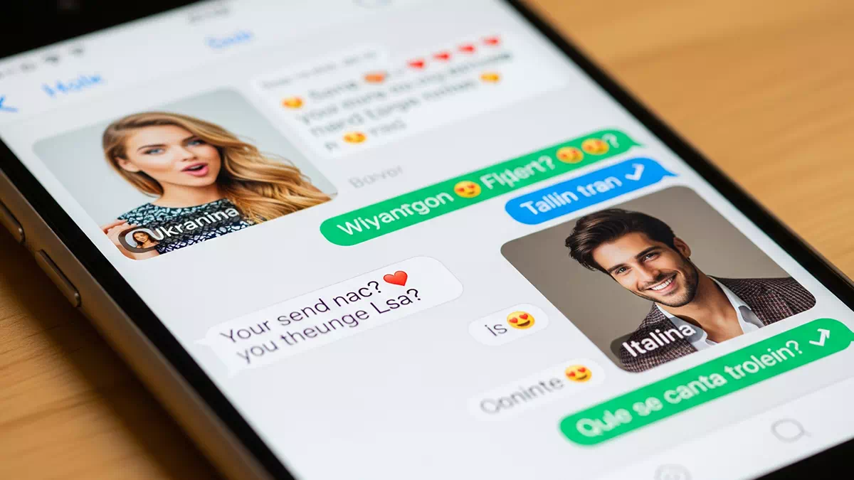 Close up of a Phone Displaying a Dating App Chat between an impressed Woman and a Confident Man