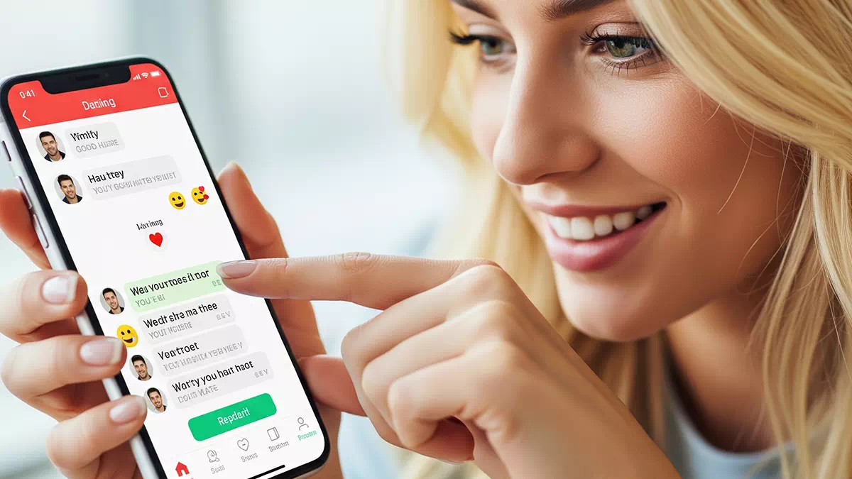 Pretty Woman Sending a flirty Text Message