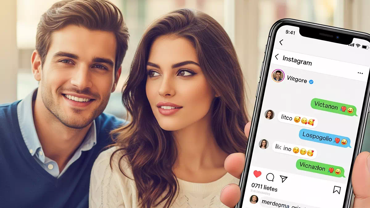 Couple Flirting on Instagram Chatting