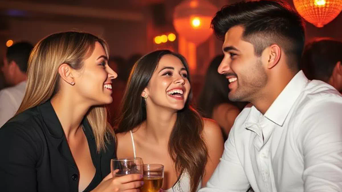 Man talking to Woman at a Bar