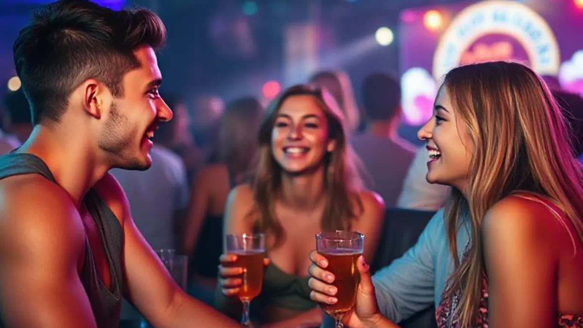 Man talking to Woman at a Bar