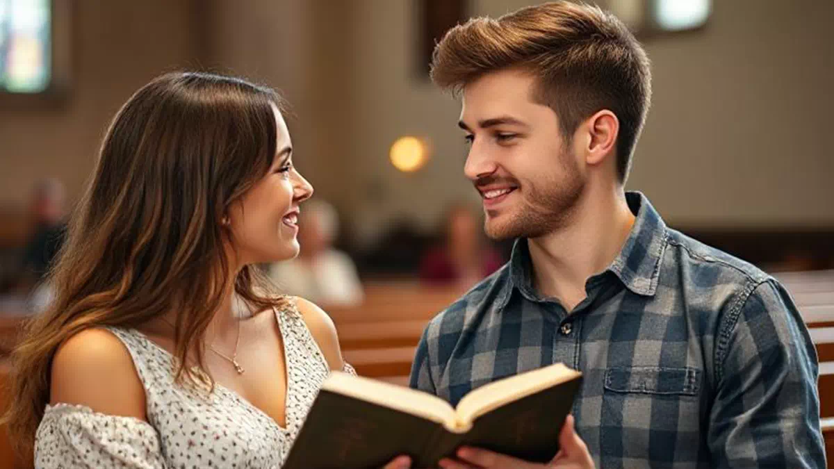 Man talking to Woman at Church