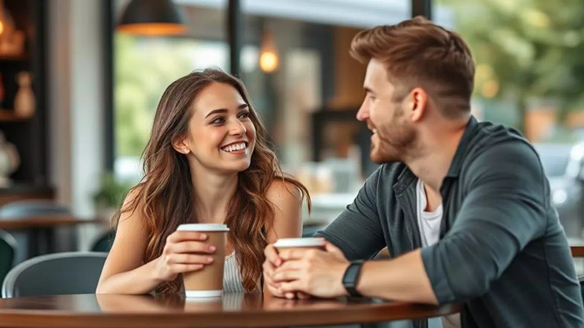 Man talking to Girl at the Café