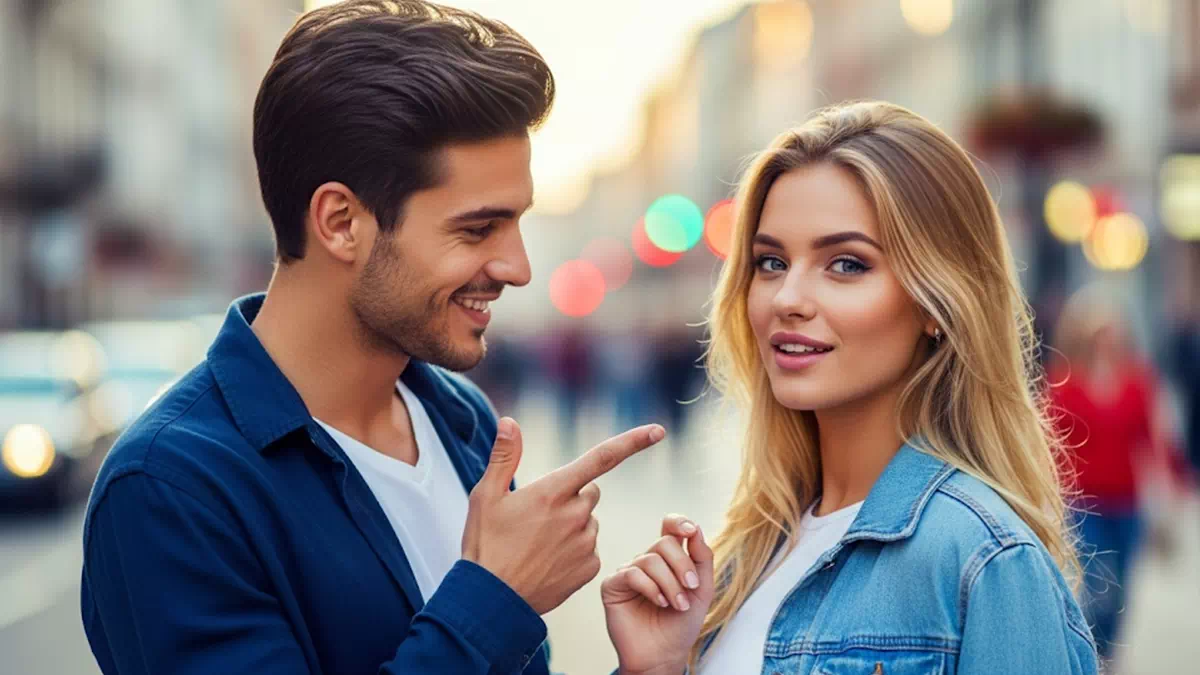 Man talking to Woman Flirting