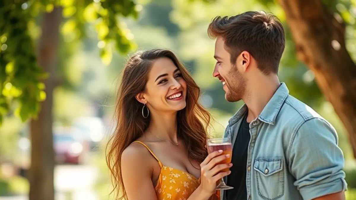Man talking to Woman Flirting