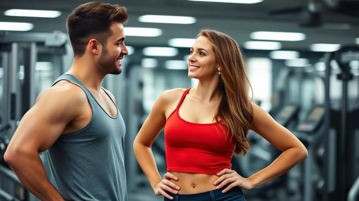 Man talking to Woman at the Gym