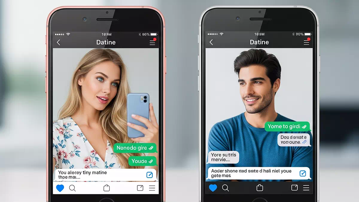 Man talking to Woman on a Dating App