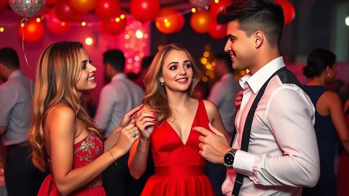 Man talking to Woman at a Party