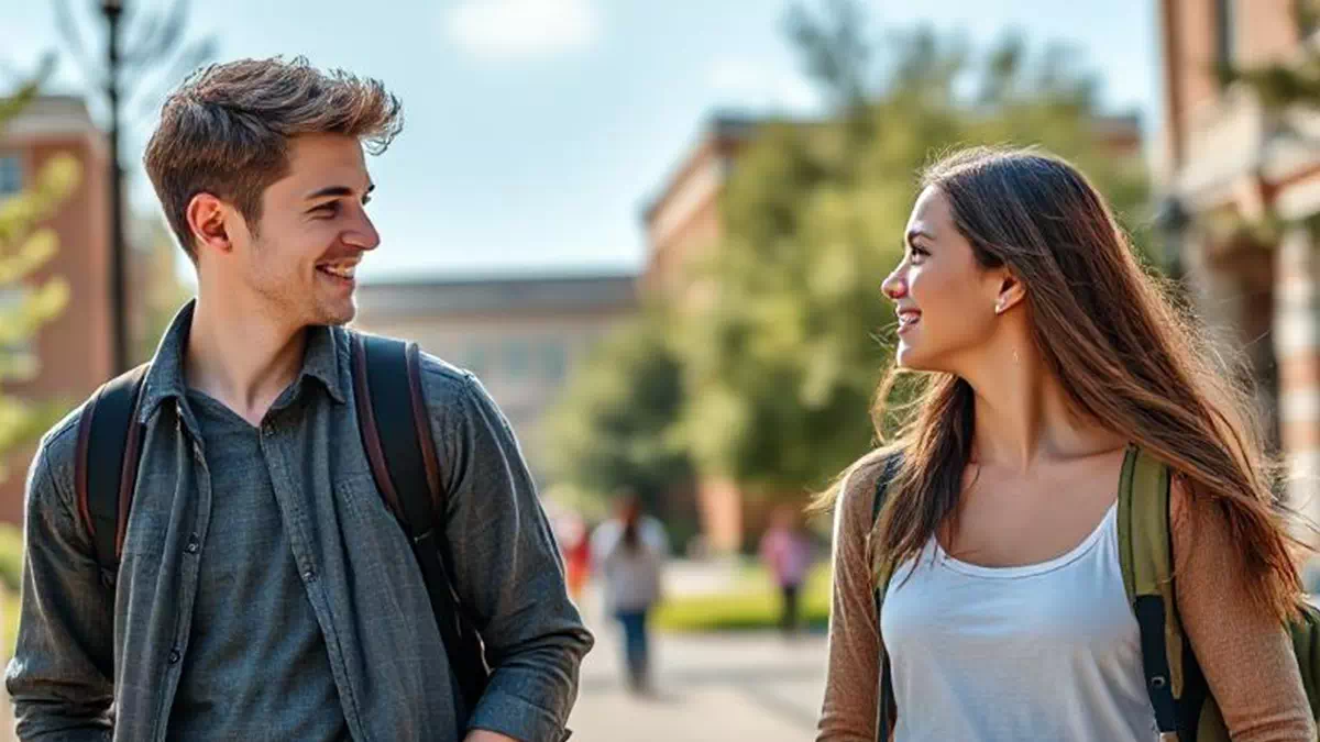 Man talking to Girl at University