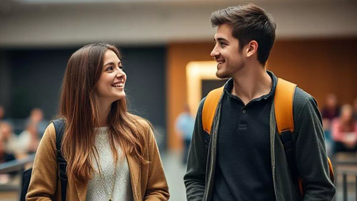 Man talking to Girl at University