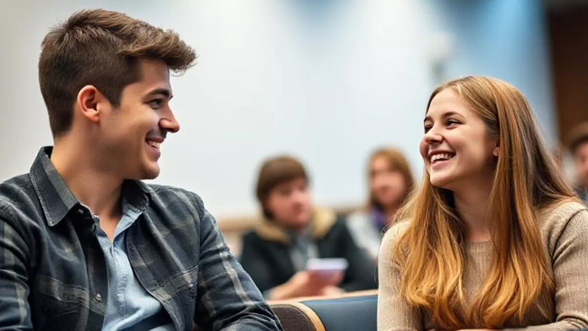 Man talking to Girl at University