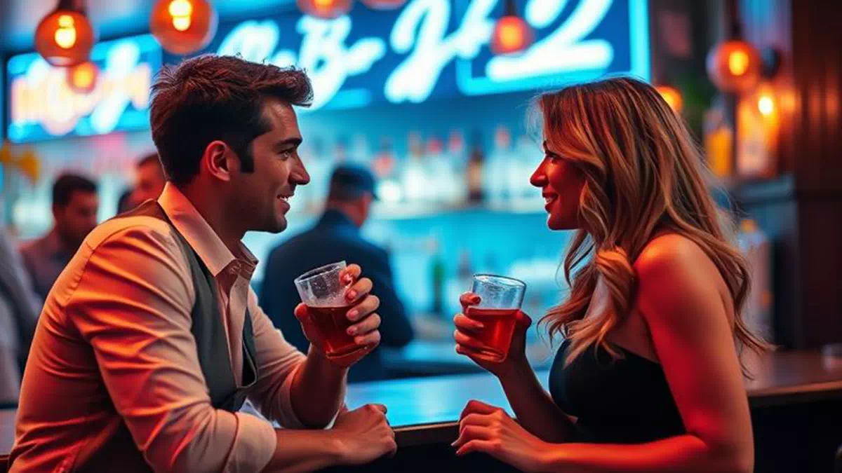Person talking to Individual at a Bar