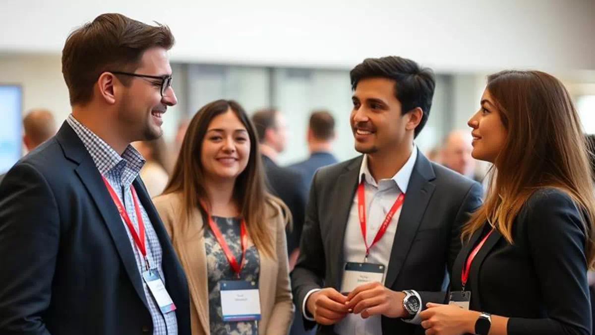 Person talking to Individual at a Conference