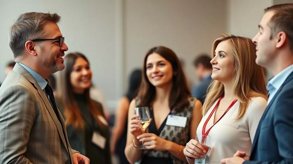 Person talking to Individual at a Conference