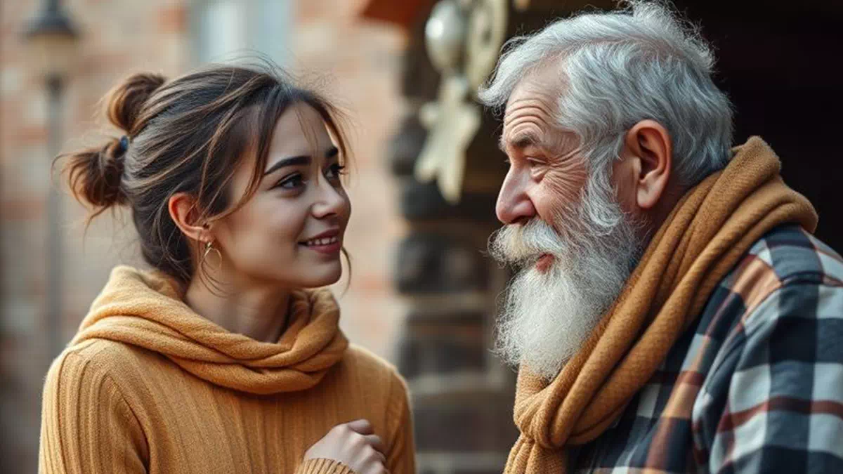 Young Person talking to Older Person Somewhere
