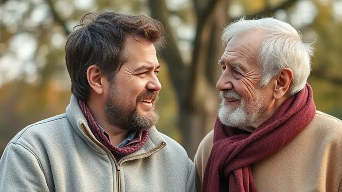 Young Person talking to Older Person Somewhere