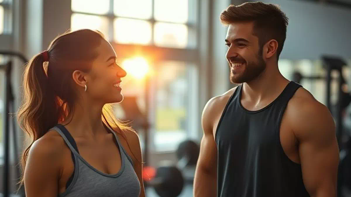 Woman talking to Man at the Gym