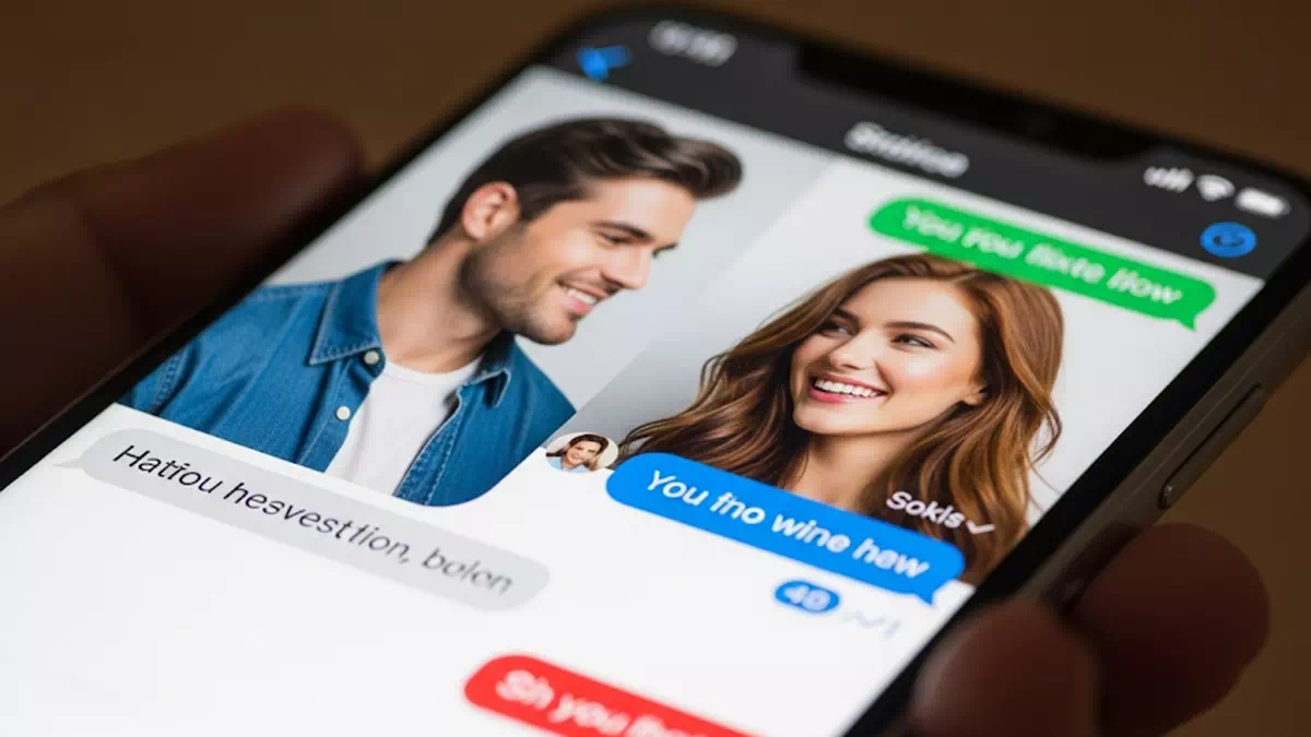 Woman talking to Man Online