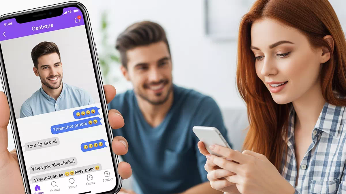 Woman talking to Man Online