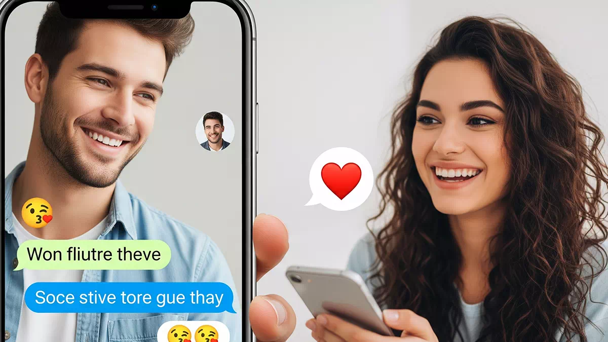 Woman talking to Man Online