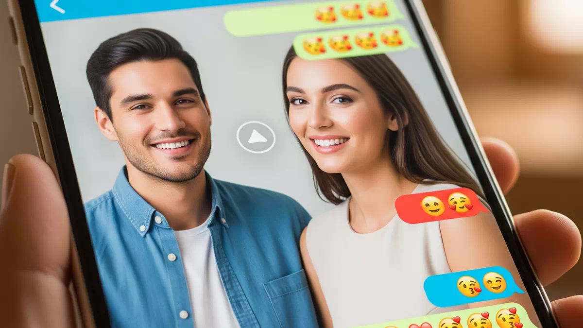 Woman talking to Man Online