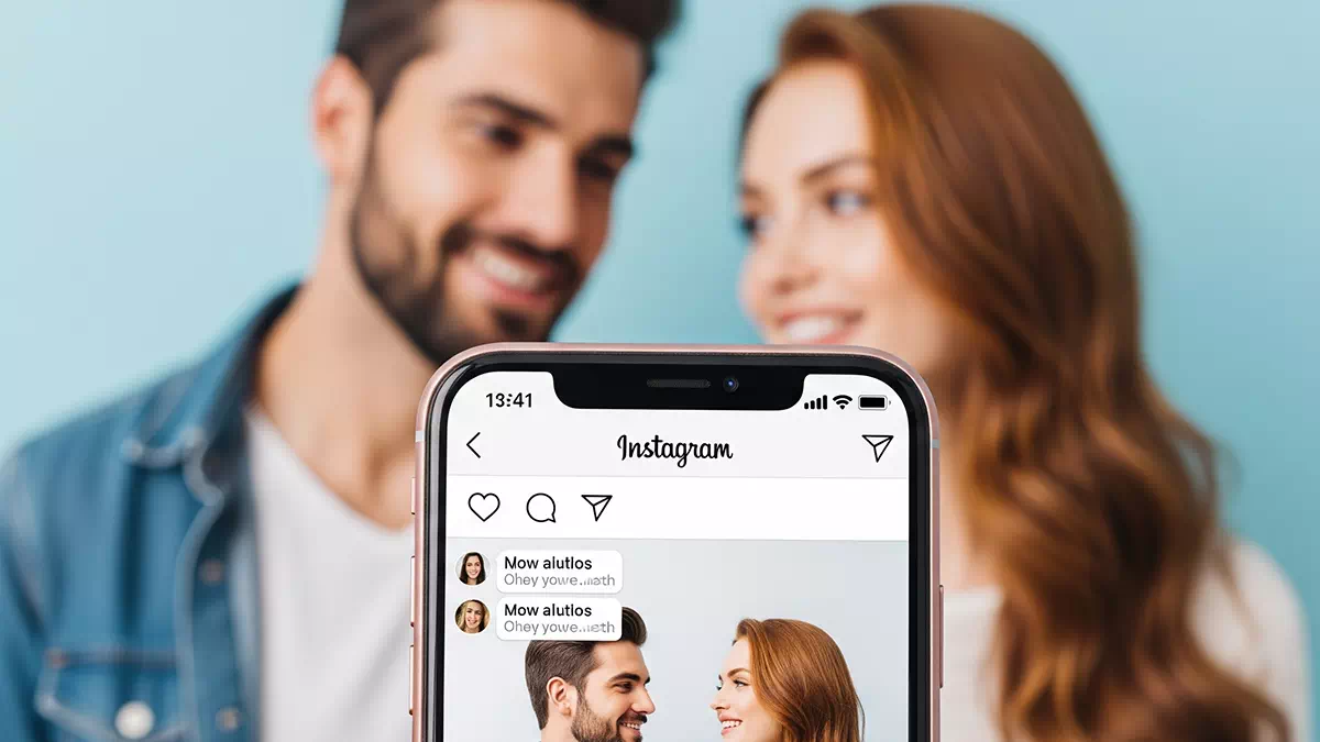 Woman talking to Guy on Instagram