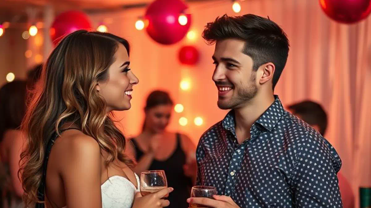 Girl talking to Guy at a Party