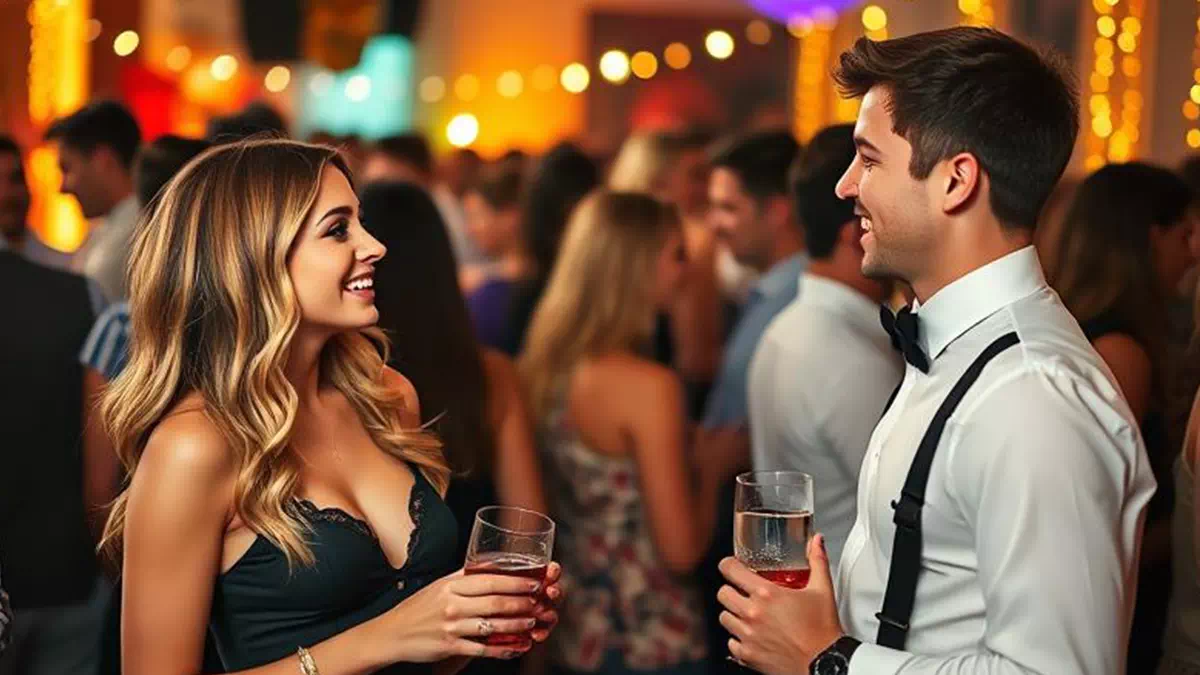 Girl talking to Guy at a Party