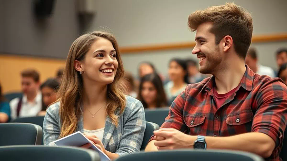 Girl talking to Guy at University