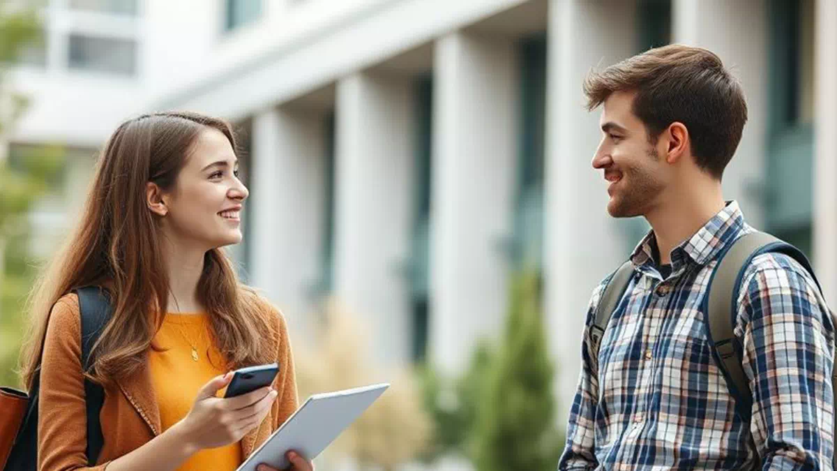 Girl talking to Guy at University
