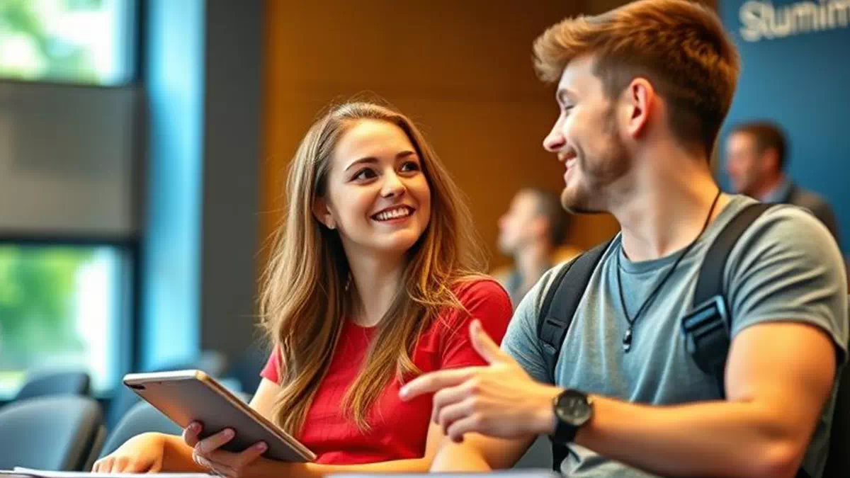 Girl talking to Guy at University